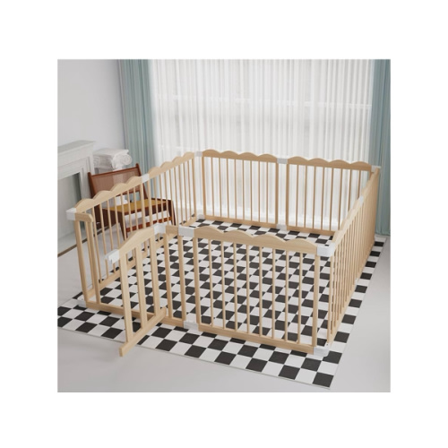 Baby Playpen, Wooden Playpen for Babies and Toddlers, Large Adjustable Wooden Baby Playard with Locking Gate, Easy to Assemble, Portable Play Pen, Infant Play Pen Play Area(62x70x24 Inch)