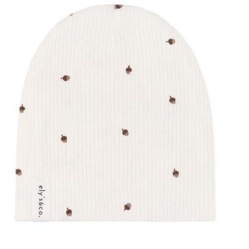 Ely's & Co. Baby Cotton Ribbed Beanie - Acorn Print - 6m