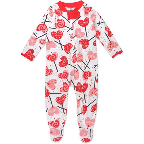 HonestBaby Baby Girls' Sleep and Play Footed Pajamas One-Piece Sleeper Jumpsuit Zip-front Pjs Organic Cotton