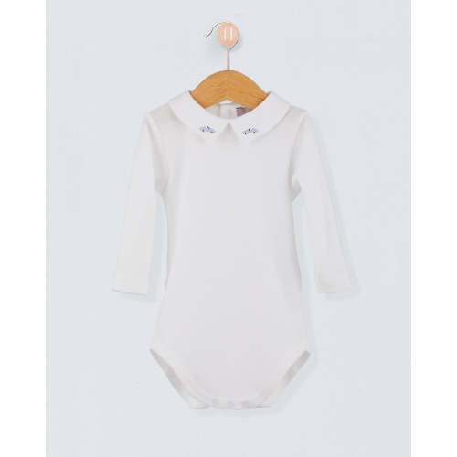 Italian Embroidered Light Blue Car Onesie FLEURISSE