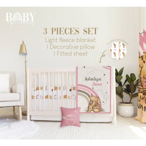 WINNIE THE POOH Nursery Crib Bedding Set, Winnie the pooh Baby Crib Bedding, Baby Pooh Nursery, Personalized Baby Blanket, Baby Girl Nursery