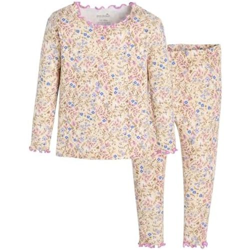 moimoln 6M-8Y Baby & Toddler Girl Floral Pajamas Soft Modal Cotton, Breathable, Snug-Fit Long-Sleeve Sleepwear Set
