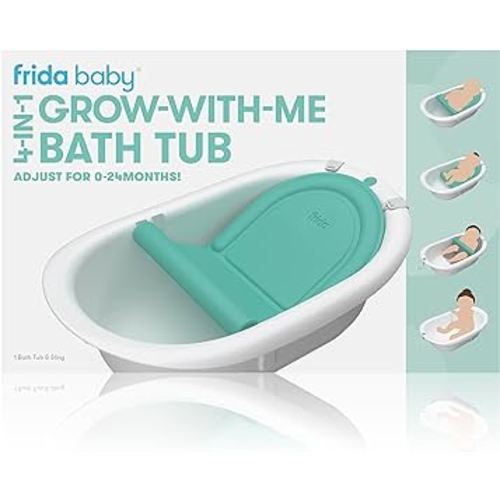 Frida Baby 4-in-1 Grow-with-Me Baby Bathtub, Baby Tub for Newborns to Toddler with Removable Bath Seat & Backrest for Bath Support in Tub