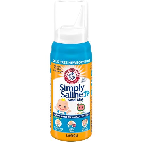 Arm & Hammer Simply Saline Jr. Nasal Mist 1.6oz, CoComelon, Drug-Free Newborn Safe, 1-Count