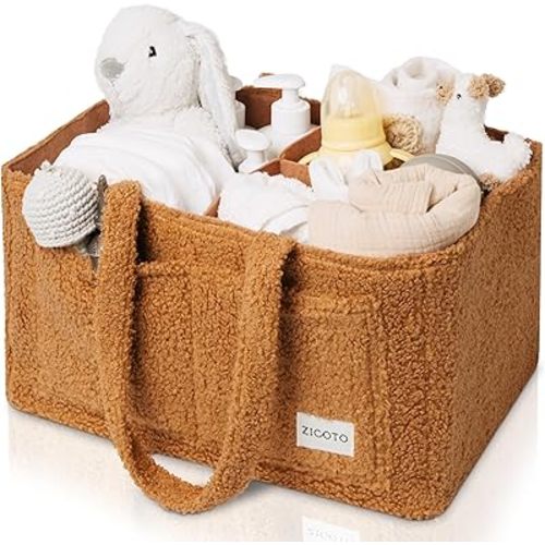 Beautiful Diaper Caddy Organizer - Versatile Storage Basket Easily Holds Diapers, Wipes and Other Baby Necessities - Perfect for Baby Showers, Functional Car Storage & Great Gift for Expecting Mothers