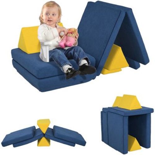 Qaba 6 Pieces Foam Climbing Blocks, Climbing Toys With Washable Cover, Climb And Crawl Activity Play Set Indoor For Toddlers, Blue