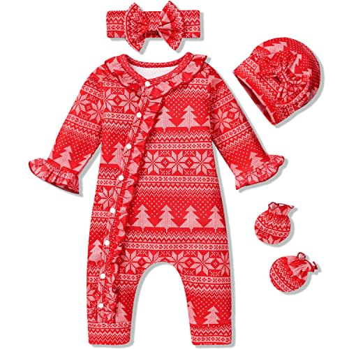 Aalizzwell Baby Girls Romper Outfit Fall Winter Clothes with Accessories