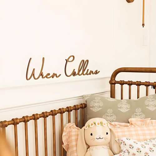 Wooden Cut Out Nursery Name Sign Baby Name Sign for Girl or Boy Wall Art Above Crib Baby Shower Gift Personalized Custom Wood Sign