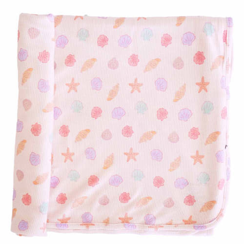 Saltwater Shells Waffle Bamboo Oversized Swaddle Blanket