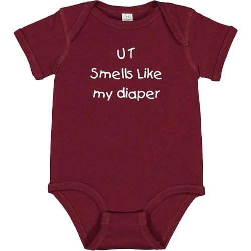 Texas A&M Fan UT Smells Like My Diaper Baby Bodysuit - Maroon