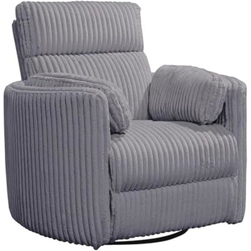 Pemberly Row Contemporary Fabric Swivel Glider Recliner in Gray