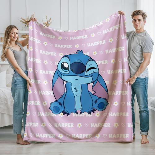Personalized Lilo Stitch Baby Blanket: Custom Name Minky Blanket