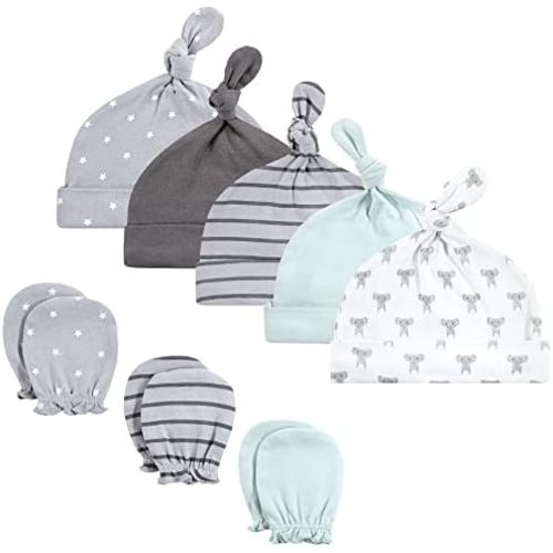 Hudson Baby Unisex Baby Cotton Cap and Scratch Mitten Set