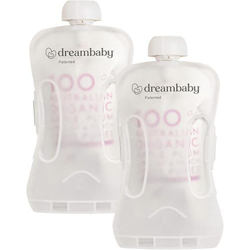 Dreambaby Pouch Pal Self Feeding Baby Food Pouch Holder - No Squeeze, No Spill, No Mess Reusable Container for Baby Led Weaning - 2 Pack