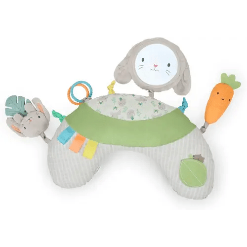 Ingenuity Cozy Prop Sylvi Tummy Time Pillow​, Multi-Sensory, 4 Removable Toys, 0+M - Plush Bunny