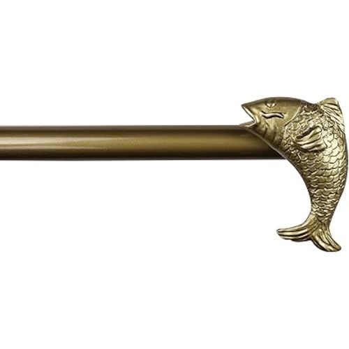 Urbanest 3/4-inch Adjustable Drapery Curtain Rod with Fish Finial, Renaissance Gold, 48-inch to 84-inch