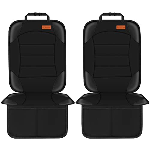 Siivton Car Seat Protector Seat Protector for Child Car Seat Seat Cushion for Leather and Fabric Seats, 2 Mesh Pockets, Non-slip Backing, Carseat Protectors for Vehicles, Baby, Pets (2 Pack)