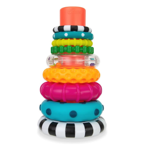 Sassy Stacks of Circles Stacking Ring STEM Learning Toy, Age 6+ Months, Multi, 9 Piece Set