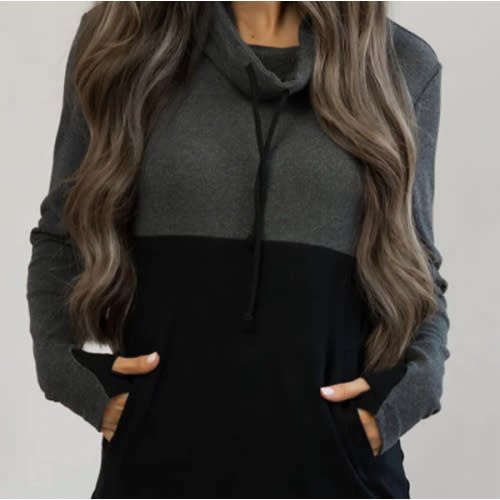 Nursing Pullover with Hidden Zipper – Dark Gray/Black – Nursing Queen