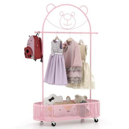 Costway Kid Clothes Rack With 3 Adjustable Heights Home Freestanding Clothes Rack White