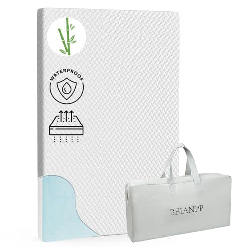 BEIANPP Pack and Play Mattress Pad 38"x26" for Playpen and Playard, Gel Memory Foam Dual Sided 2-Stage Baby Pack N Play Mattresses Topper, Breathable and Waterproof Cover