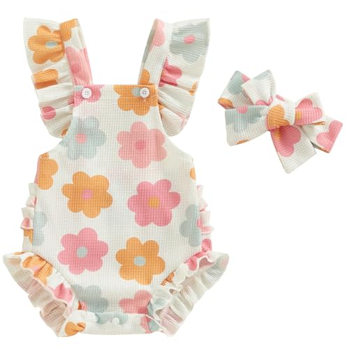Mubineo Baby Girl Summer Clothes Ruffle Overall Romper Outfits Cute Sleeveless Overalls Rompers Newborn Outfit