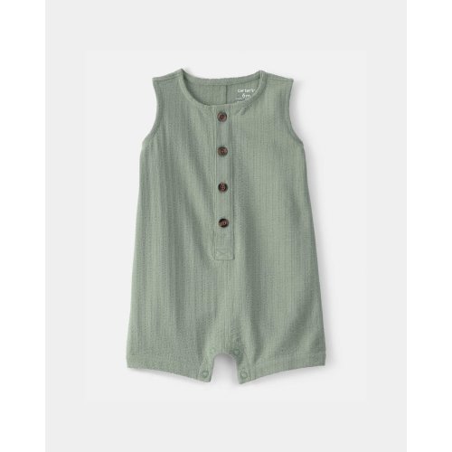 Baby Boy Solid Sleeveless Romper - Green | Carter's