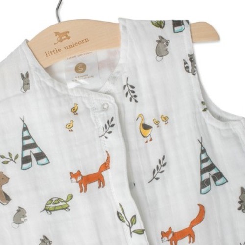 Little Unicorn 2-way zipper Muslin Sleep Bag - Forest Friends - Small