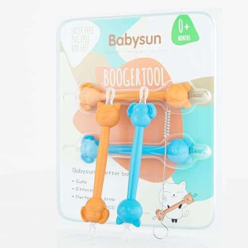 3 in 1 Baby Booger Remover and Baby Ear Cleaner Tool Baby Nose Cleaner with Soft Silicone End Dual Ear Wax and Snot Remover Safe Nasal Picker for Newborns Infants & Toddlers, BPA Free