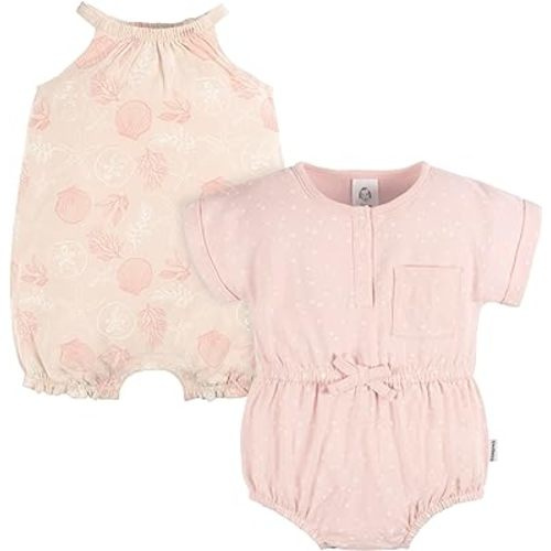 Gerber baby-girls Sleeveless and Short Sleeve Romper Set