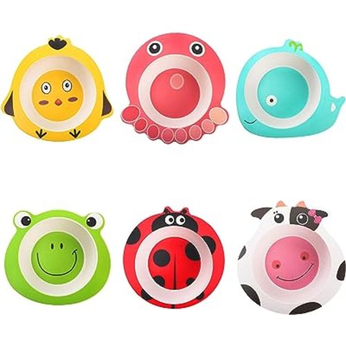 ZEAYEA 6 Pack Kids Bowls, 12 Oz Animal Shape Bowls for Kids Children, BPA Free Reusable Snack Bowl, Dinner Tableware for Serving Soup, Cereal, Pasta, Ice Cream