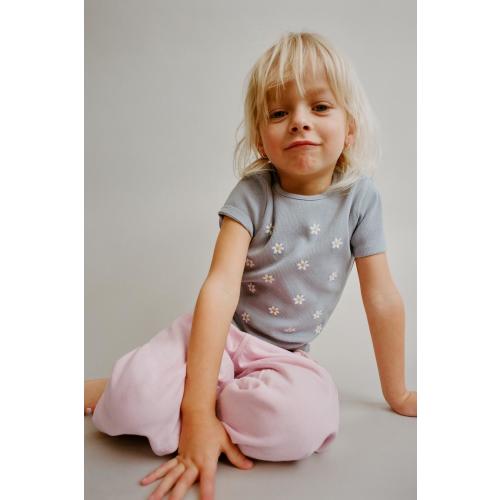 EMBROIDERED FLORAL RIB T-SHIRT - Ice | ZARA United States