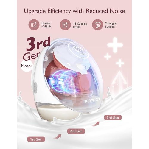 Momcozy Breast Pump Hands Free Mobile Flow | M9, App Discreet Control with Personalized Multi-Modes & 15 Levels, Independent Breastmilk Storage, Wearable Breast Pump M9 24mm, 2 Pack Gray