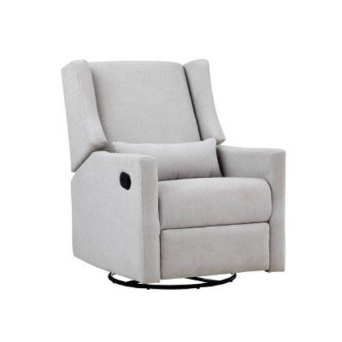 Suite Bebe Pronto Swivel Glider Recliner with Pillow  Blanco Gray Fabric
