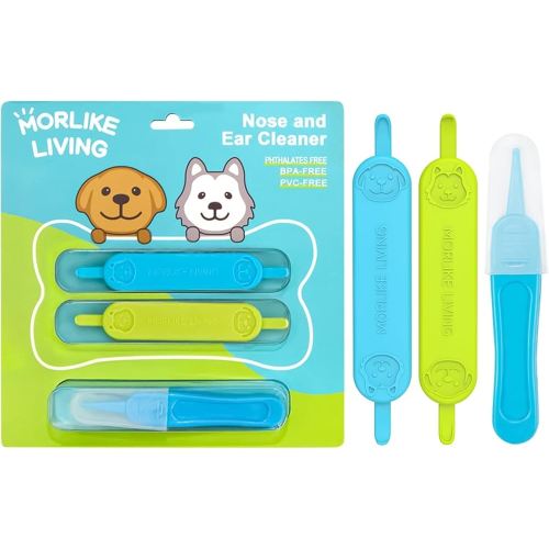 MORLIKE LIVING Baby Nose and Ear Cleaner Tool, Soft Flexible Rubber Nasal Booger Picker for Newborns and Infants, Dual Ear Wax and Snot Remover, Essential Baby Care Products