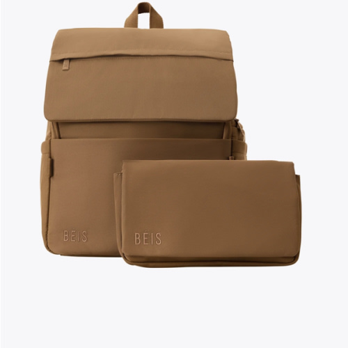 BÉIS 'The Ultimate Diaper Backpack' in Camel - Diaper Bag Backpack in Camel Brown