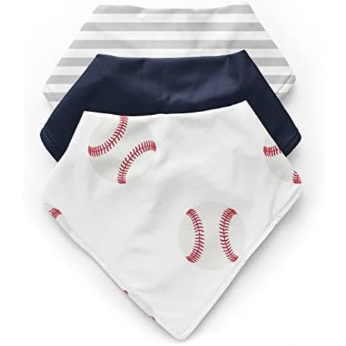 Sweet Jojo Designs Baby Boy Girl Bandana Bibs for Newborn Infant Feeding Drool 3 Pack Set of Absorbent Fabric Bibdanas