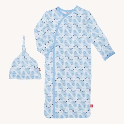 blue signed sealed delivered modal magnetic cozy sleeper gown + hat se – Magnetic Me