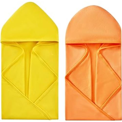 SYNPOS Baby Bath Towels Hooded, Hooded Baby Towel with 5 Washcloths - Ultra Absorbent and Non-Balling Cotton Baby Bath Towel for Baby Boy/Girl, Toddler, Infant (Yellow + Orange, 30.00" x 30.00")