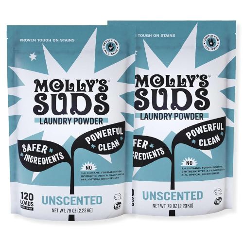 Molly's Suds Original Laundry Detergent Powder | Clean Laundry Detergent Powder for Sensitive Skin | Simple, Effective Ingredients, Stain Fighting | 240 Loads (Unscented)