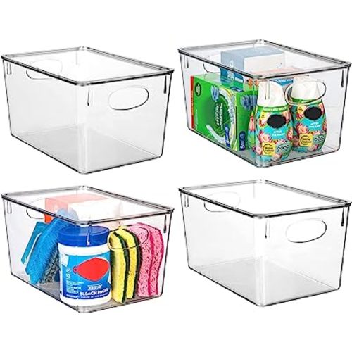 ClearSpace Plastic Storage Bins With lids – Perfect Pantry Organization and Storage – Fridge Organizer, Pantry Storage Containers and Storage Bins, Cabinet Organizers - 4 Pack
