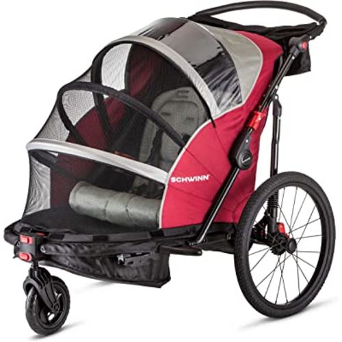 Schwinn Joyrider Echo and Trailblazer Child Bike Trailer, Single and Double Seat Baby Carrier Options, Canopy, 16 or 20-Inch Air-Filled Tires, with Bug Screen & Weather Shield, Bike Attachment