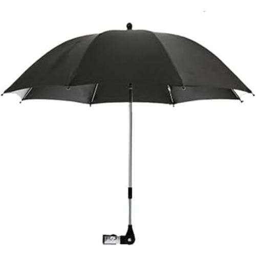Convenient and Lightweight, Clip-On, Adjustable Steering, Universal, Umbrella Baby Stroller, Stroller Umbrella Attachment for Sun Protection(Black)