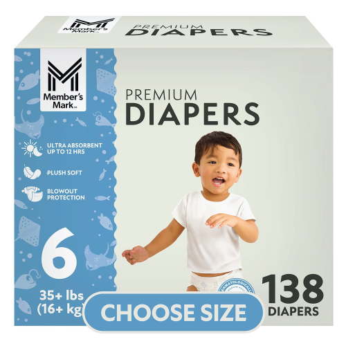 Member's Mark Premium Baby Diapers, Sizes: Newborn - 8