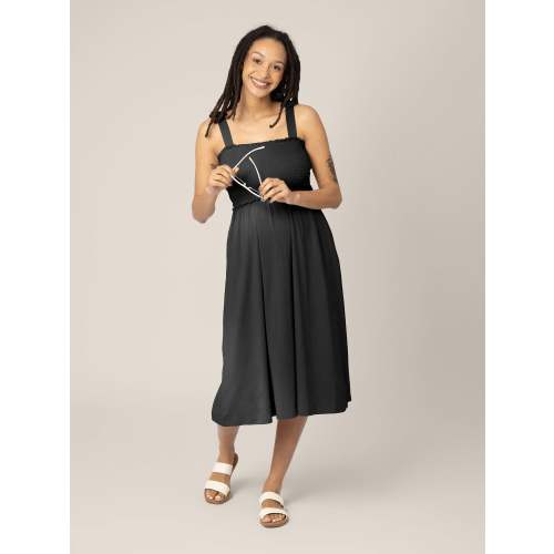 Sienna Smocked Maternity & Nursing Dress | Black
