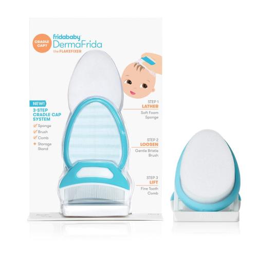Fridababy DermaFrida, 3-Step Cradle Cap Treatment Kit with Baby Head Scrubber & Scalp Massager