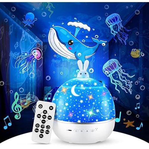 Kids Night Light Projector, 105 Lighting Modes+15 Films Projector Night Light for Kids Room, Bluetooth Speaker+Remote Baby Night Light for Kids, 360° Rotation+Timer Baby Night Light【Gifts Package】