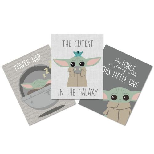 Baby Yoda Nursery Wall Art Decor 3pc