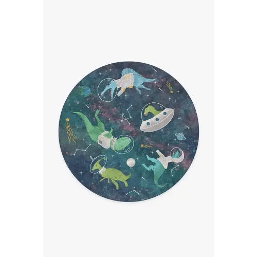 Dinosaurs in space rug 6' round