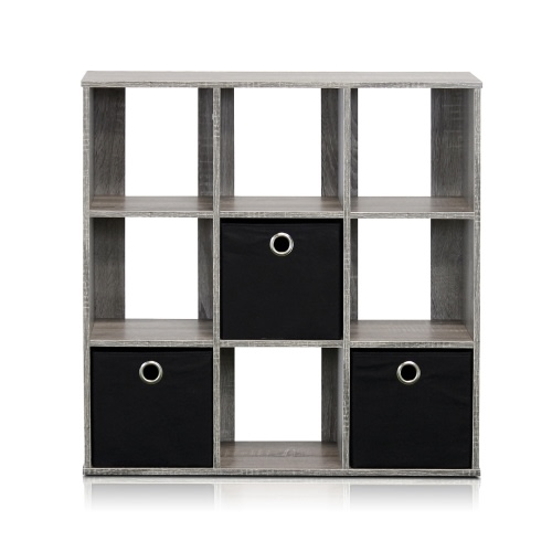 Furinno 13207 Simplistic 9-Cube Organizer with Bins